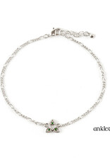 ANKLETS TRINITY KNOT ANKLET w. GREEN STONES