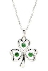 PENDANTS & NECKLACES SHANORE STERLING CZ EM SHAMROCK PENDANT
