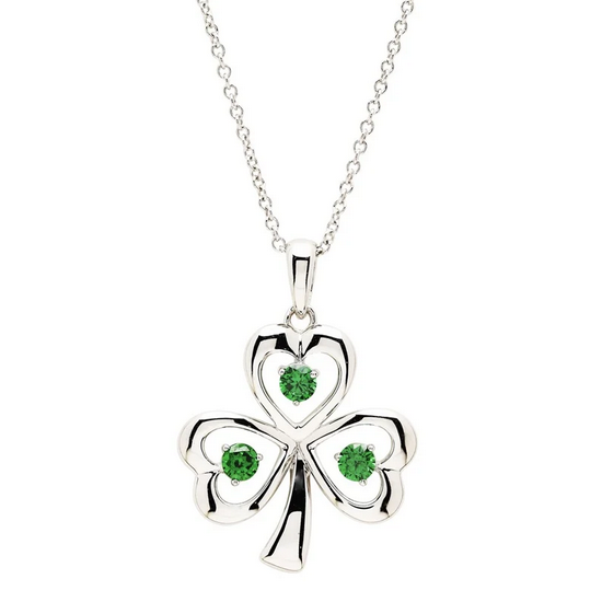 PENDANTS & NECKLACES SHANORE STERLING CZ EM SHAMROCK PENDANT