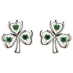 EARRINGS SHANORE STERLING CZ EM SHAMROCK STUD EARRINGS