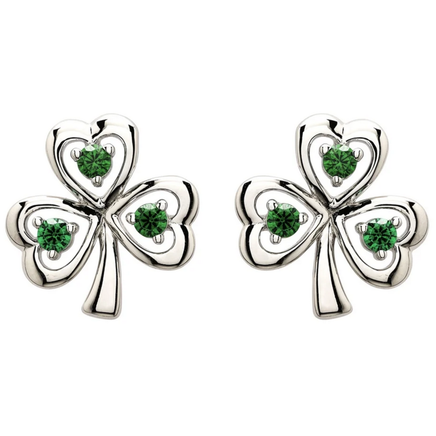 EARRINGS SHANORE STERLING CZ EM SHAMROCK STUD EARRINGS