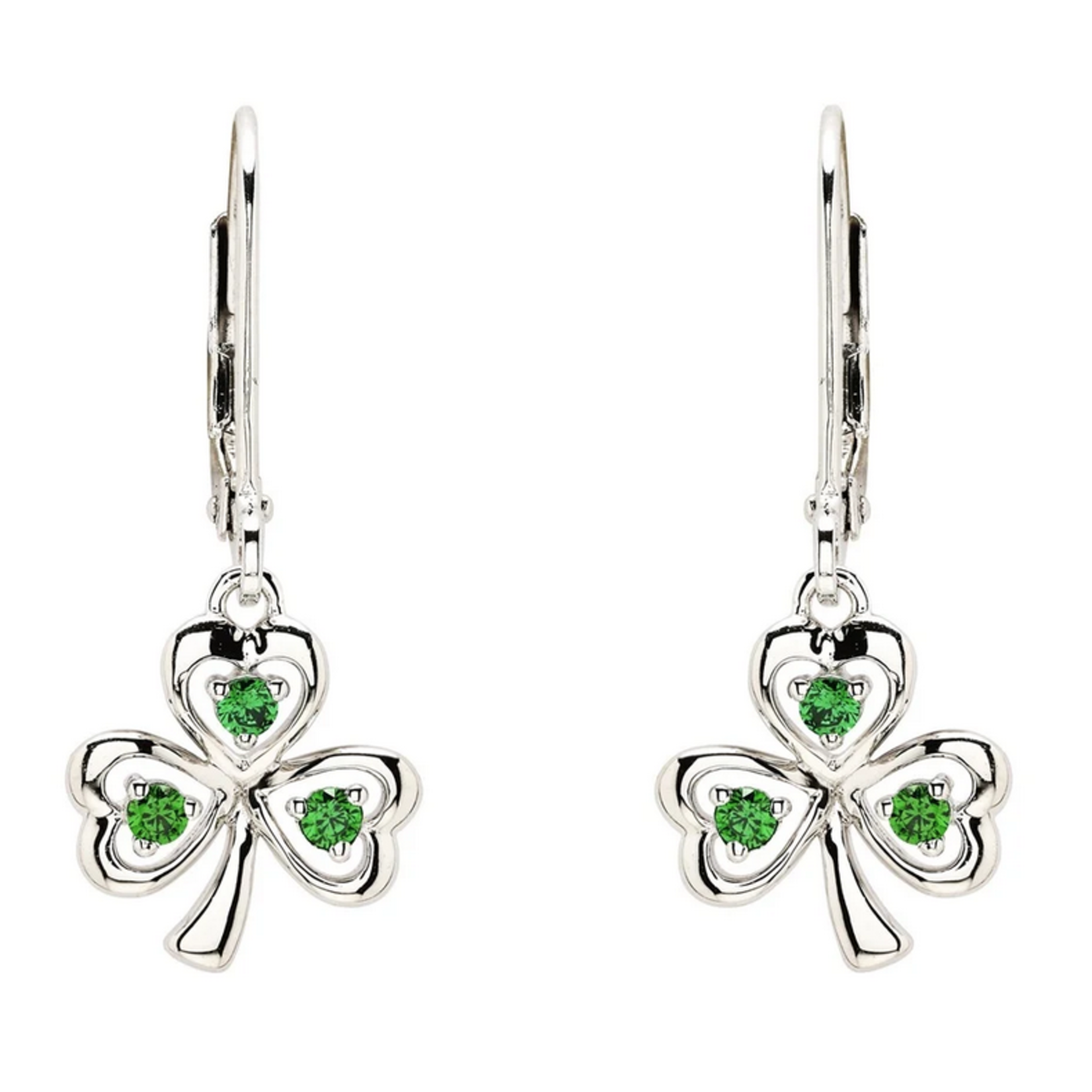 EARRINGS SHANORE STERLING CZ EM SHAMROCK DROP EARRINGS
