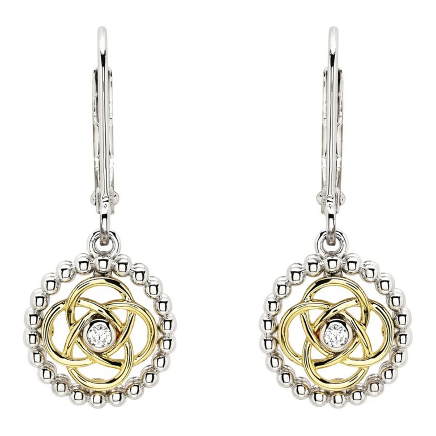 EARRINGS SHANORE STERLING/GP CELTIC DROP EARRINGS w CZ