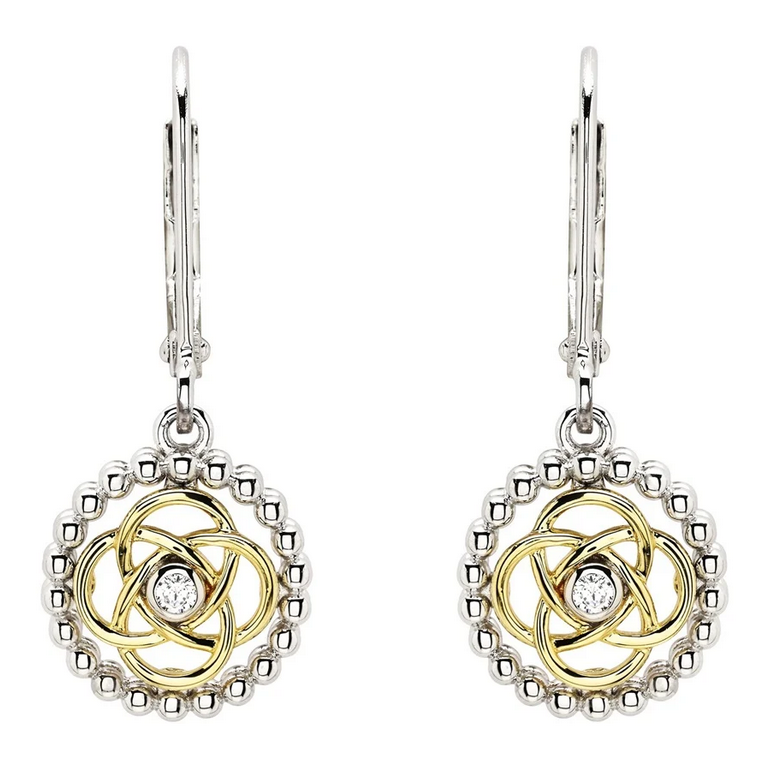 EARRINGS SHANORE STERLING/GP CELTIC DROP EARRINGS w CZ