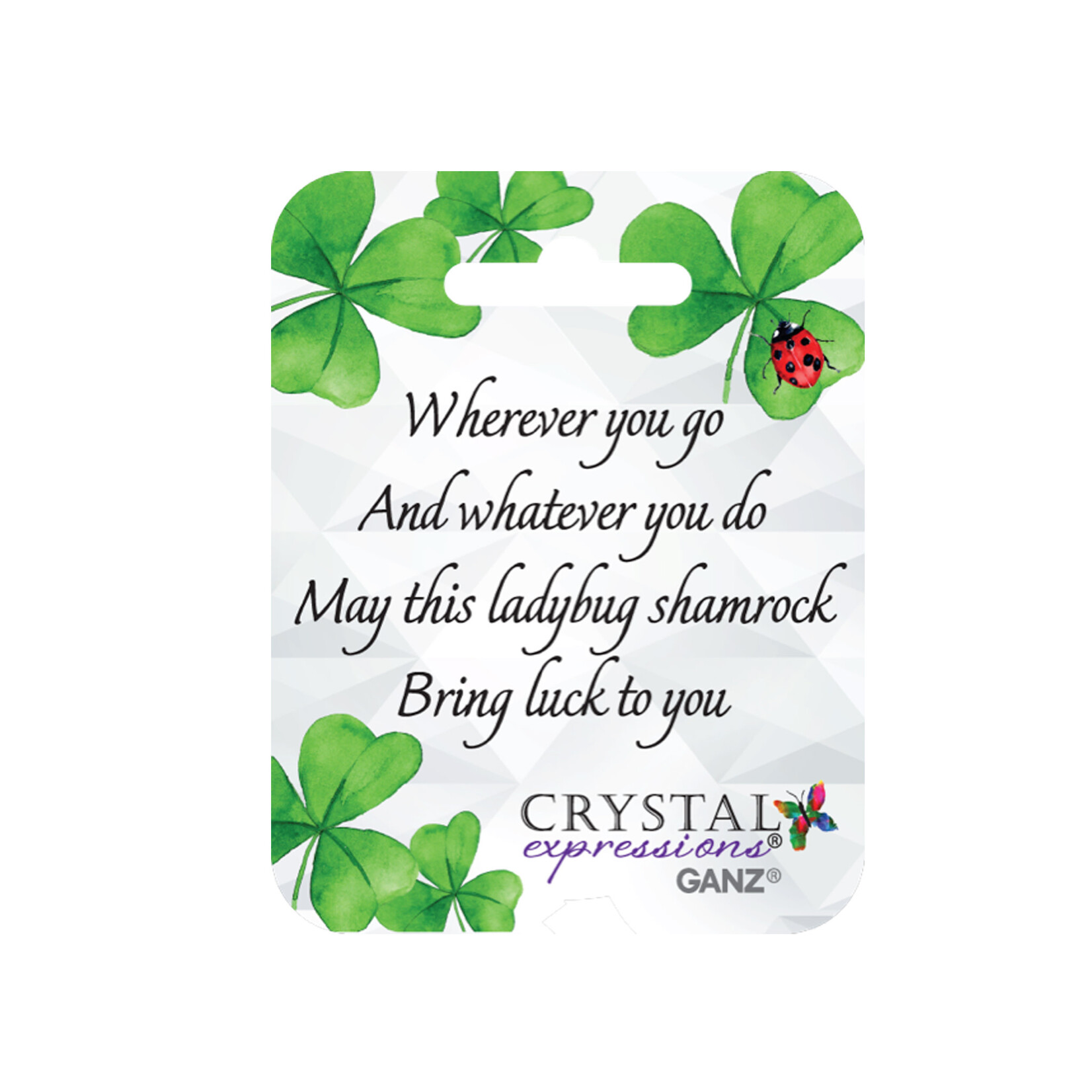 GARDEN LUCKY LADYBUG SHAMROCK HANGING JEWEL