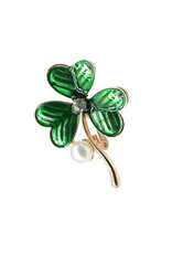 PINS & BROACHES ENAMEL SHAMROCK PEARL BROOCH