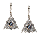 EARRINGS KEITH JACK CELESTIAL STERLING/10K DROP EARRINGS w PEACOCK PEARL