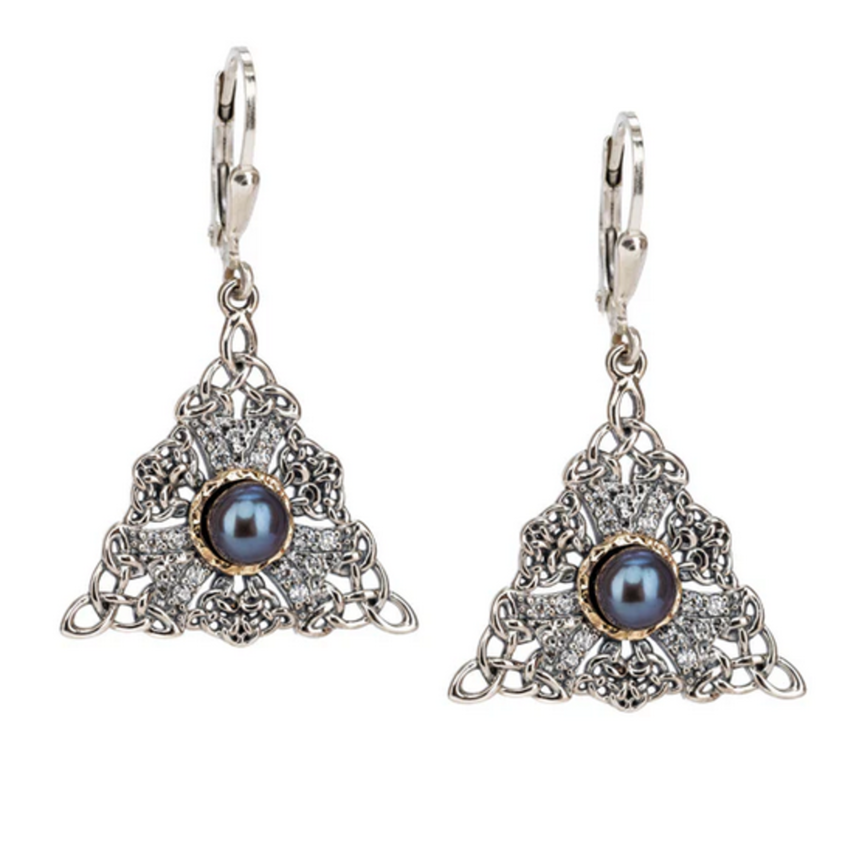 EARRINGS KEITH JACK CELESTIAL STERLING/10K DROP EARRINGS w PEACOCK PEARL