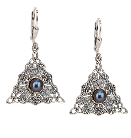 EARRINGS KEITH JACK CELESTIAL STERLING/10K DROP EARRINGS w PEACOCK PEARL