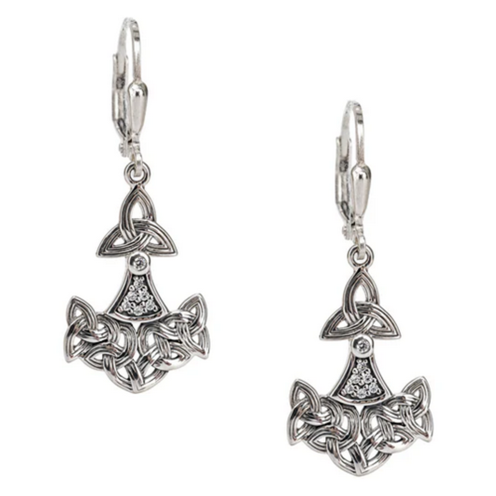 EARRINGS KEITH JACK STERLING & CZ THOR'S HAMMER w  TRINITY KNOTS EARRINGS