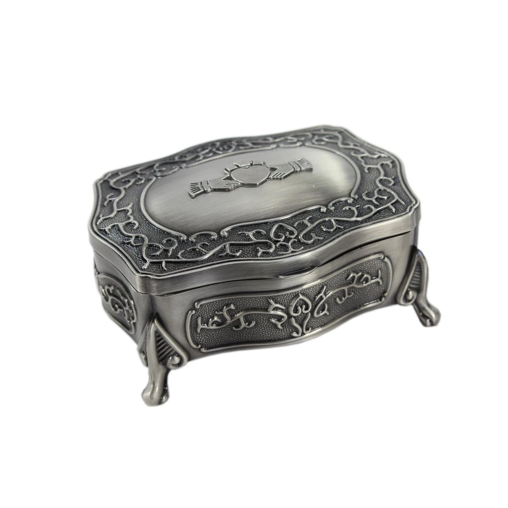 DECOR MULLINGAR PEWTER CLADDAGH FOOTED JEWELRY BOX - Large