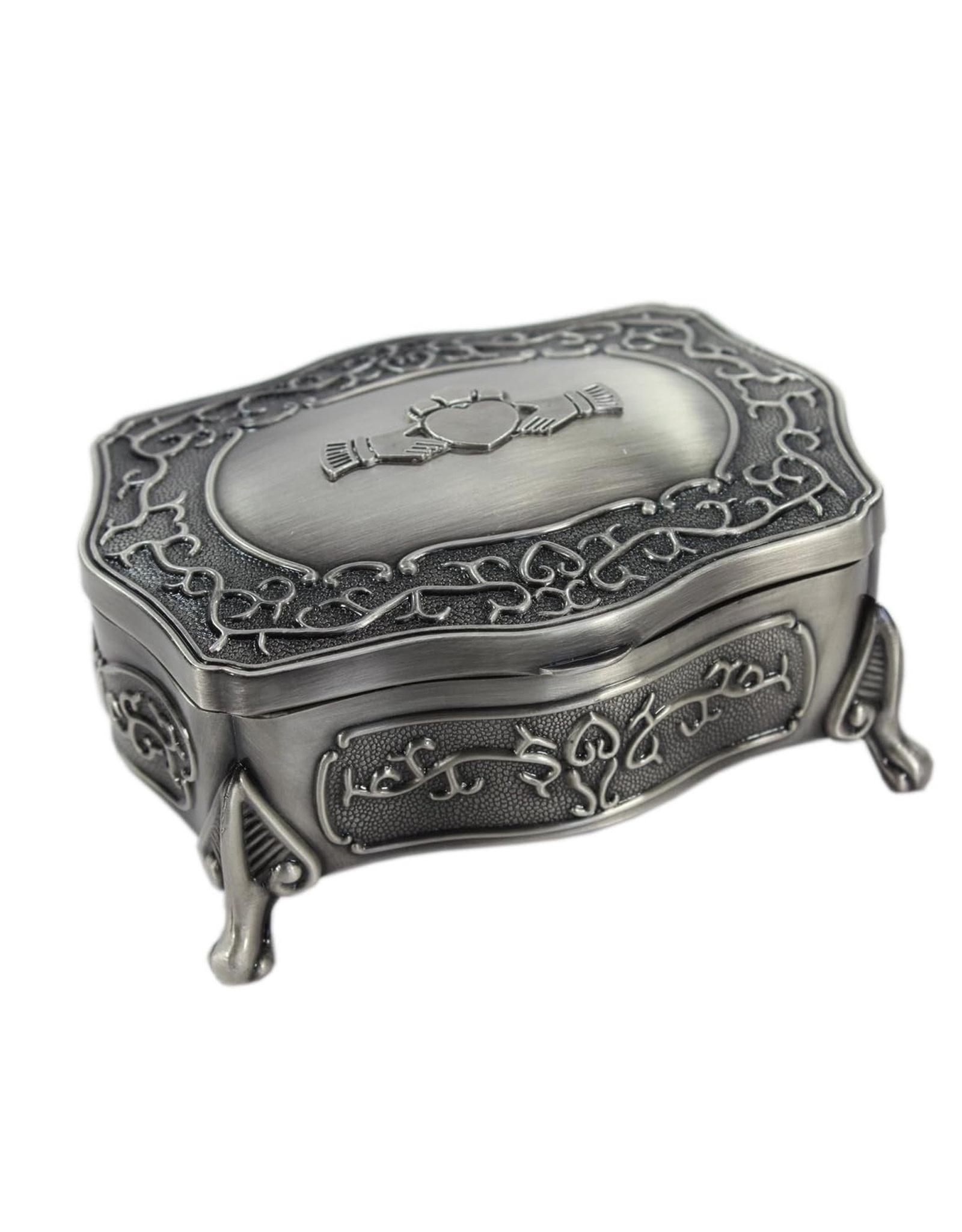 DECOR MULLINGAR PEWTER CLADDAGH FOOTED JEWELRY BOX - Large