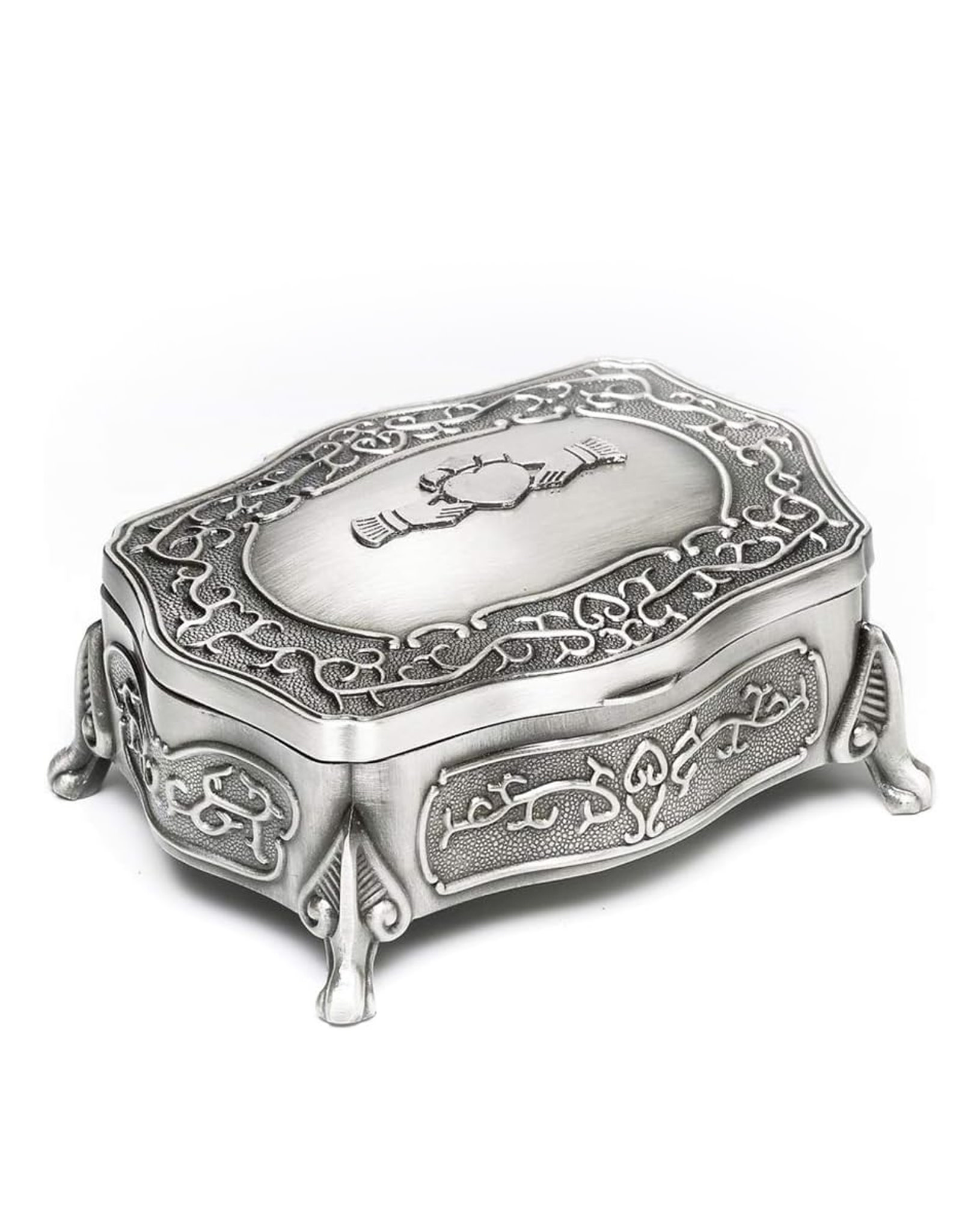 DECOR MULLINGAR PEWTER CLADDAGH FOOTED JEWELRY BOX - Small