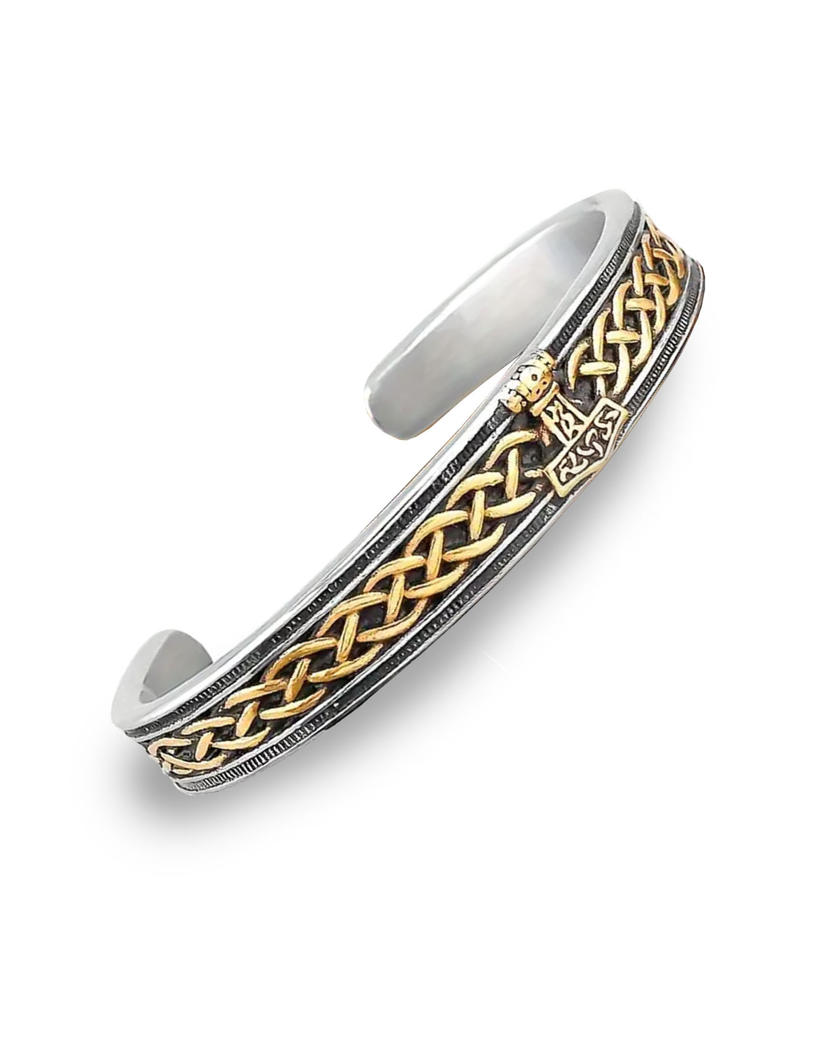 BRACELETS & BANGLES DRUID MOON - STAINLESS w GP THOR'S HAMMER BANGLE