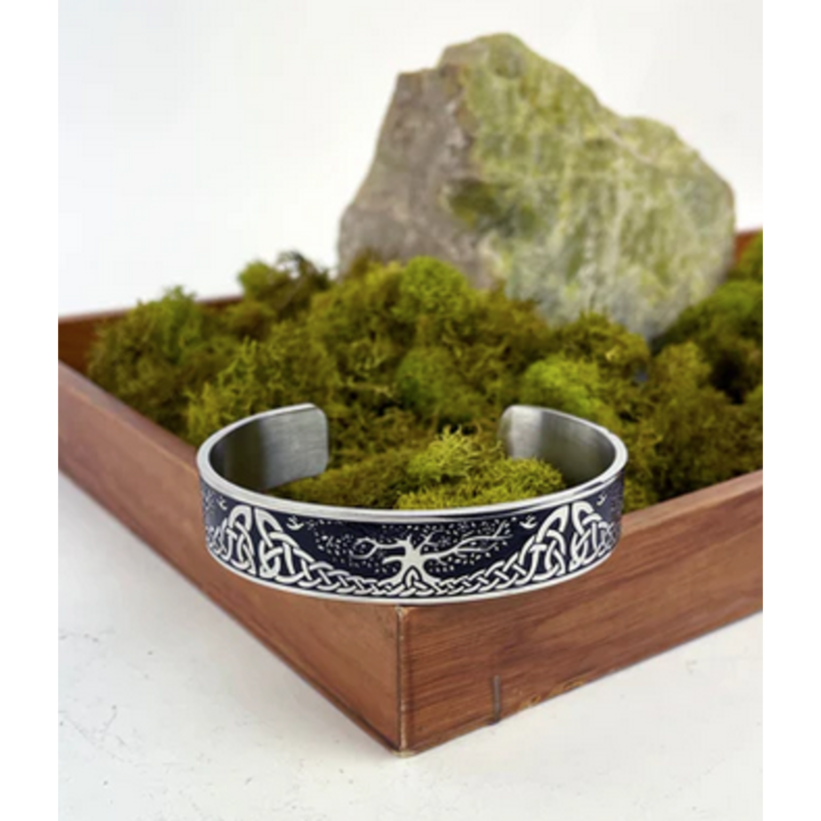BRACELETS & BANGLES DRUID MOON - STAINLESS w CELTIC TREE of LIFE BANGLE