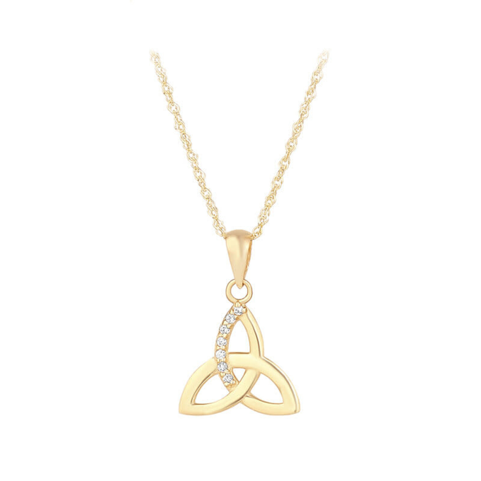 PENDANTS & NECKLACES SOLVAR SML 10K TRINITY PENDANT w. CZs