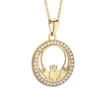 PENDANTS & NECKLACES SOLVAR 10K SML CLADDAGH PENDANT with CZS