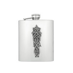 BARWARE MULLINGAR PEWTER CELTIC 8oz WHISKEY FLASK - Style 2