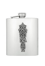 BARWARE MULLINGAR PEWTER CELTIC 8oz WHISKEY FLASK - Style 2