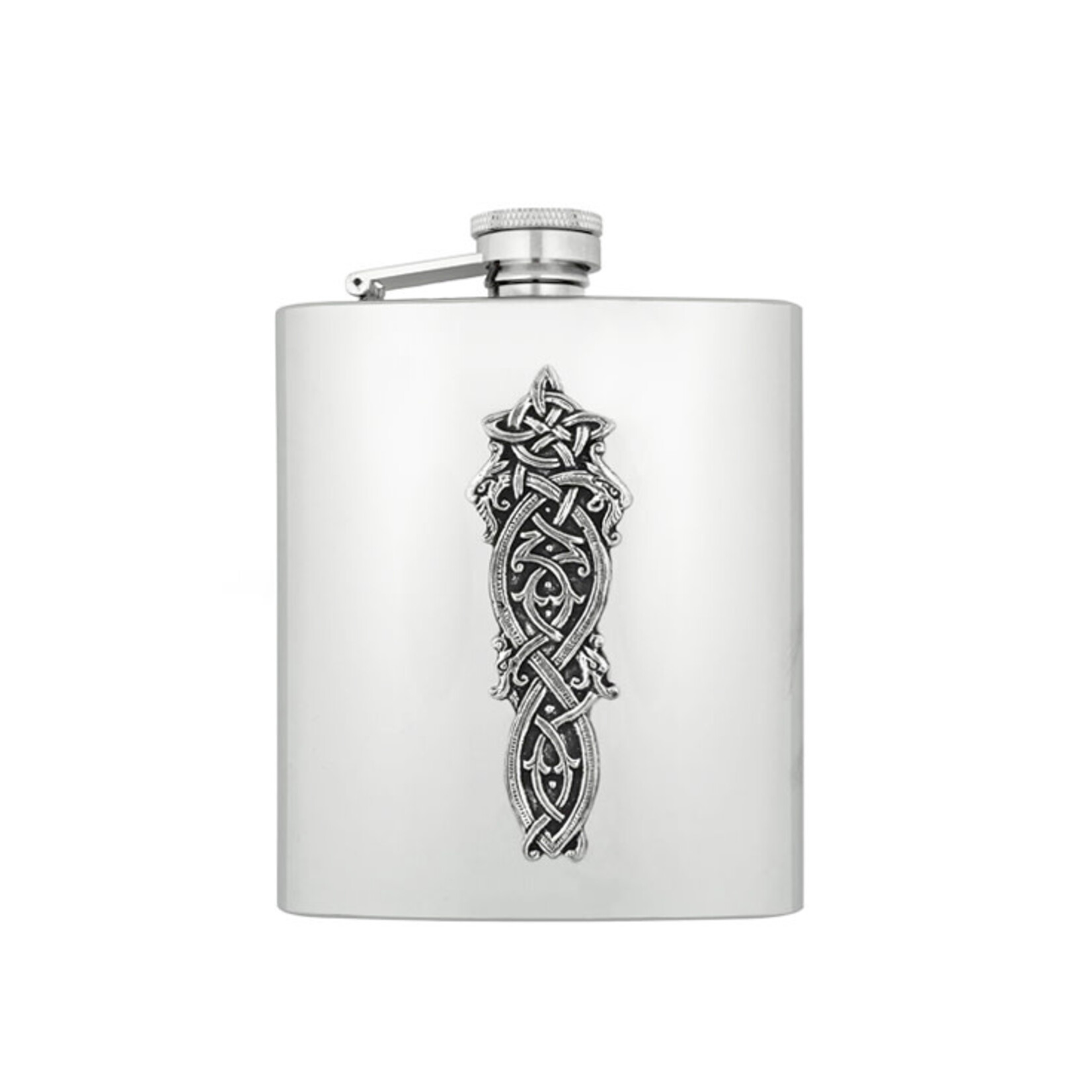 BARWARE MULLINGAR PEWTER CELTIC 8oz WHISKEY FLASK - Style 2