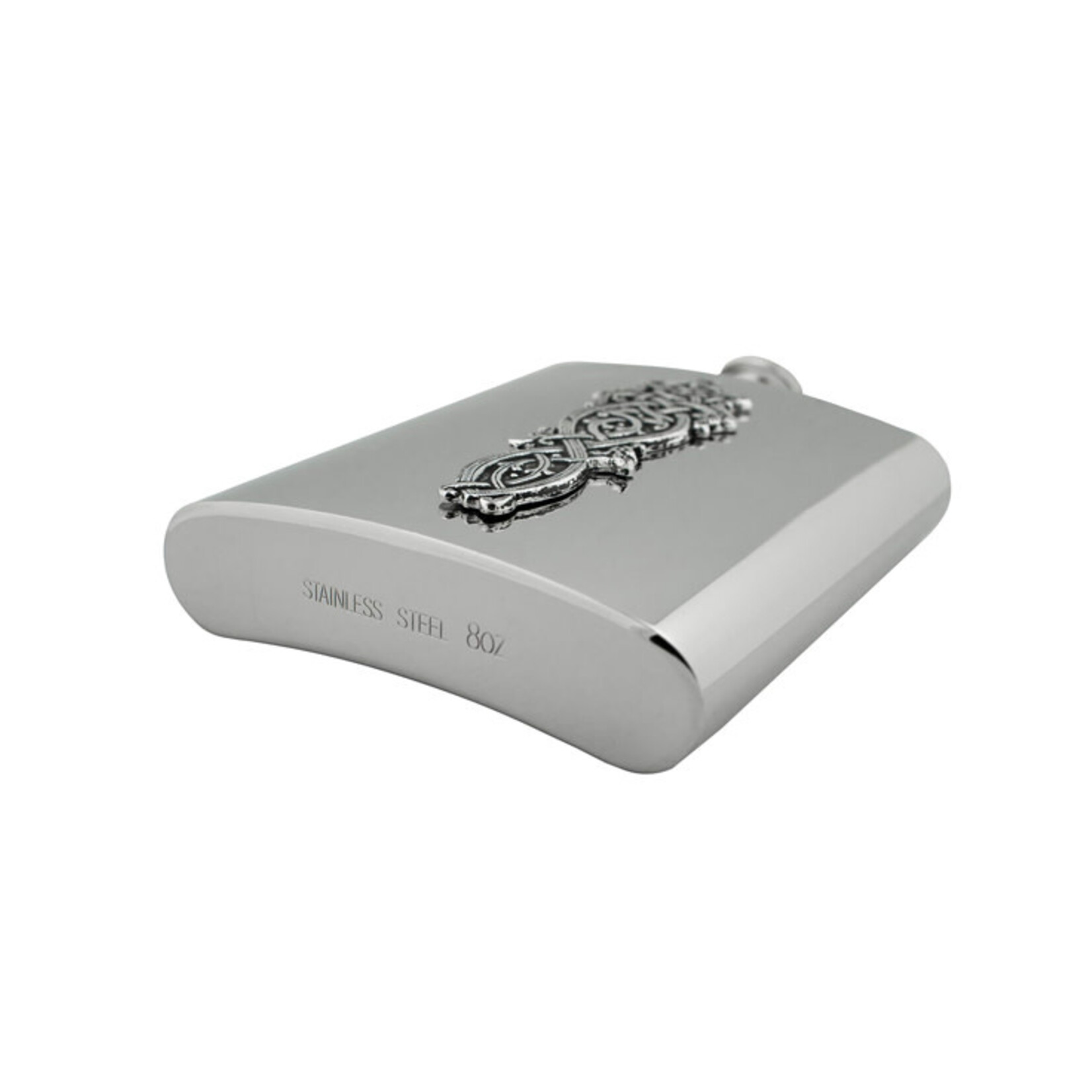 BARWARE MULLINGAR PEWTER CELTIC 8oz WHISKEY FLASK - Style 2