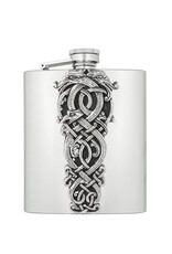 BARWARE MULLINGAR PEWTER CELTIC 8oz WHISKEY FLASK - Style 1