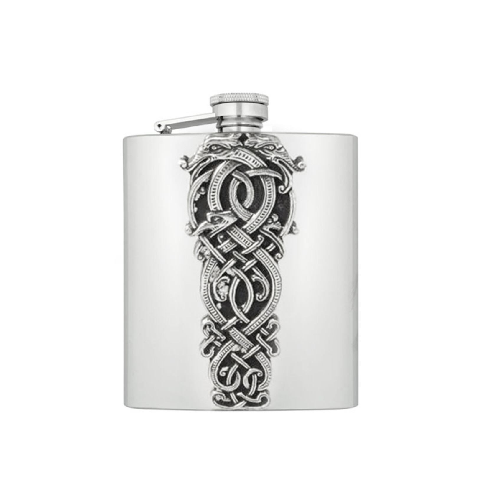 BARWARE MULLINGAR PEWTER CELTIC 8oz WHISKEY FLASK - Style 1