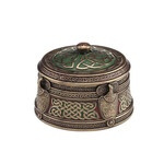 DECOR CELTIC ROUND TRINKET BOX - Grn/Red