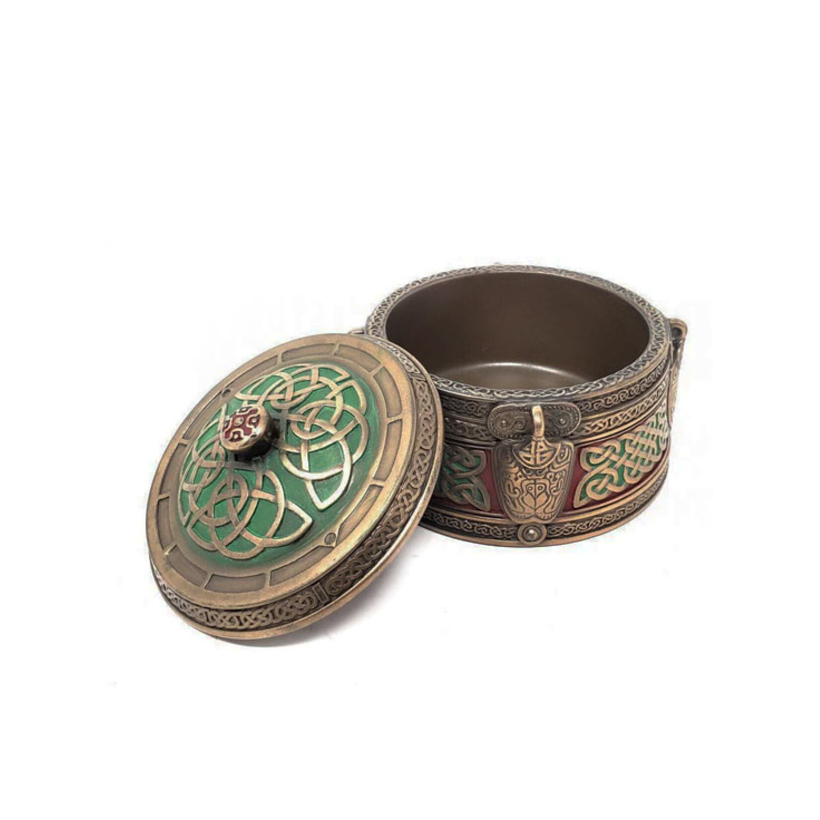 DECOR CELTIC ROUND TRINKET BOX - Grn/Red