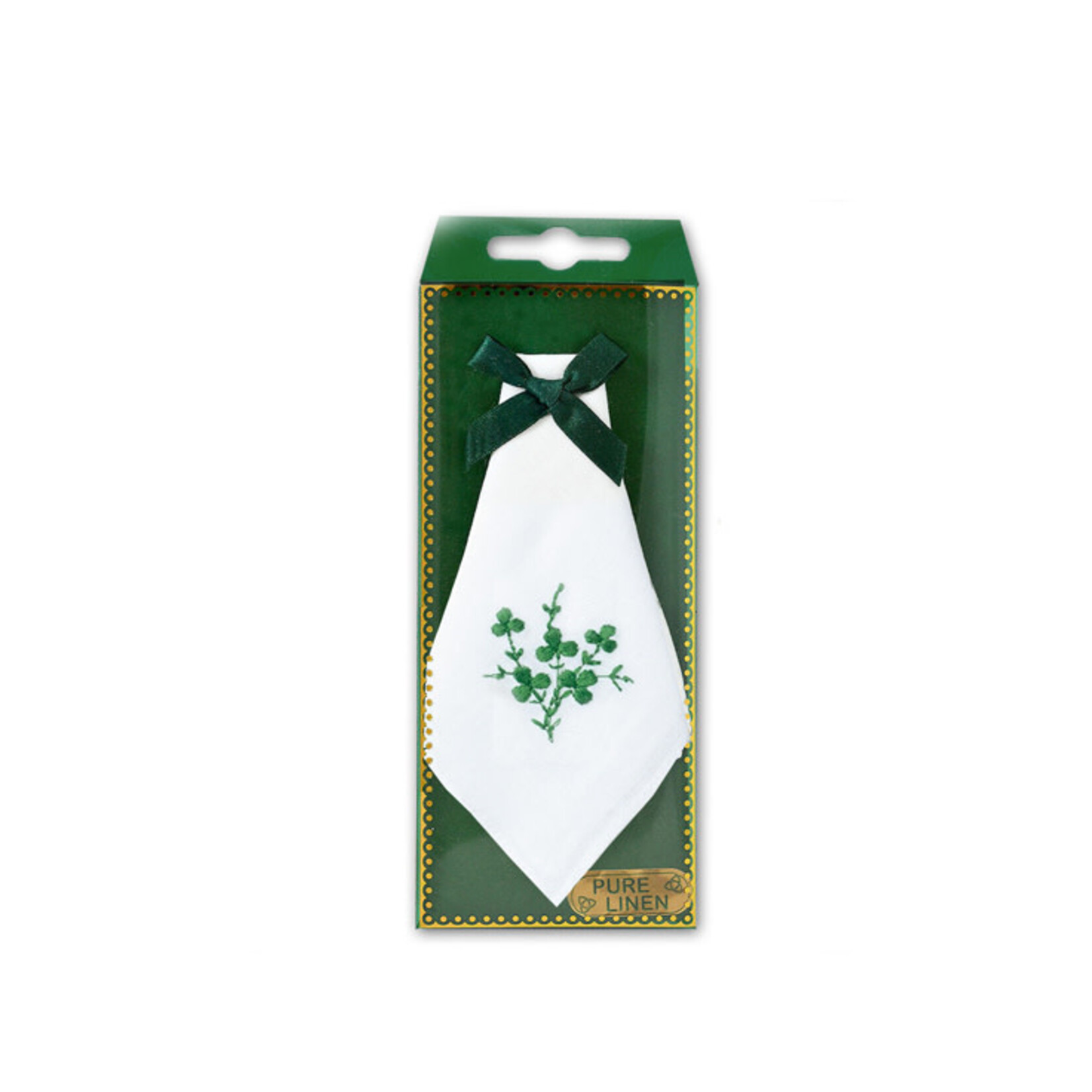 WEDDING ACCESSORIES IRISH LINEN SHAMROCK HANKY - Green