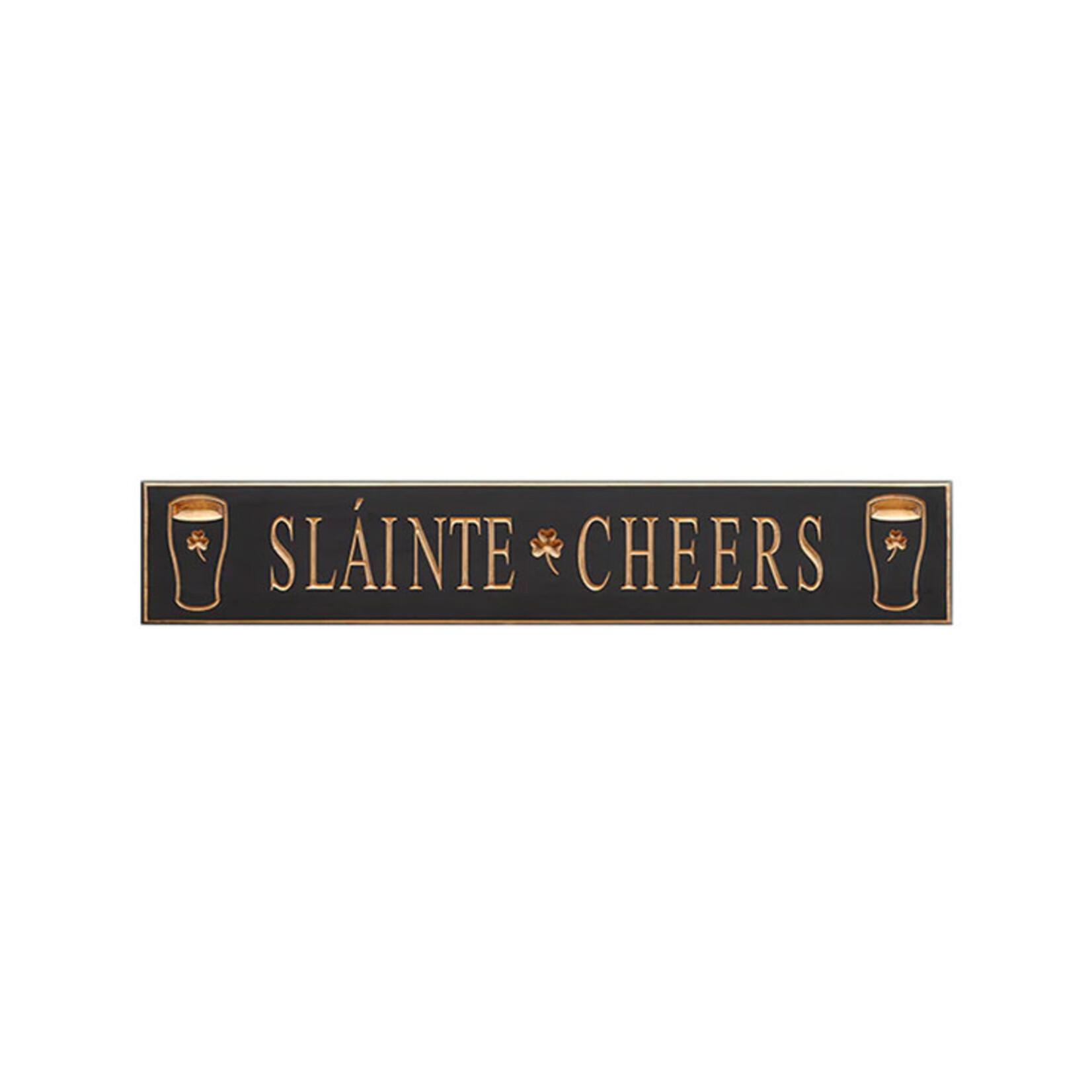 PLAQUES, SIGNS & POSTERS “SLAINTE / CHEERS” CARVED WOOD PUB SIGN