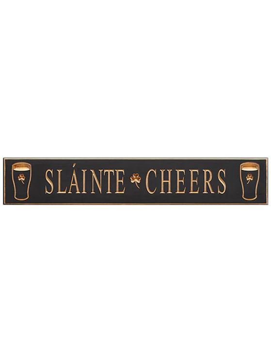 PLAQUES, SIGNS & POSTERS “SLAINTE / CHEERS” CARVED WOOD PUB SIGN