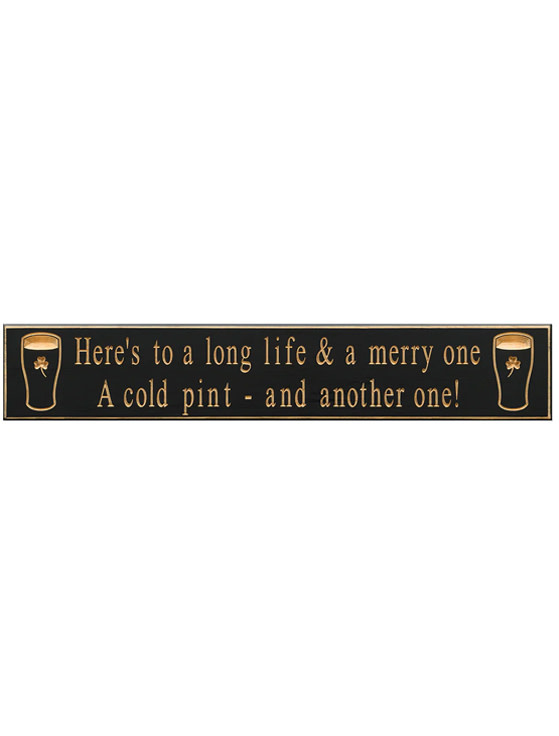 PLAQUES, SIGNS & POSTERS “HERE’S TO A LONG LIFE…” CARVED WOOD PUB SIGN