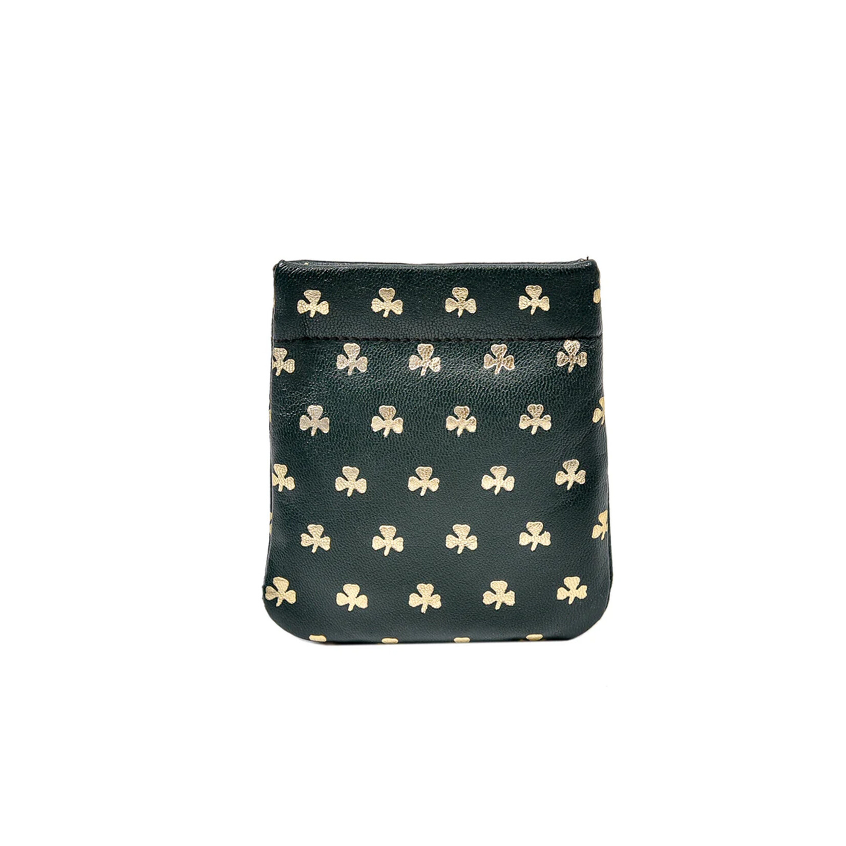 ACCESSORIES TINNAKEENLY MAGNETIC SNAP COIN PURSE -  Shamrock Grn/Gold Leather