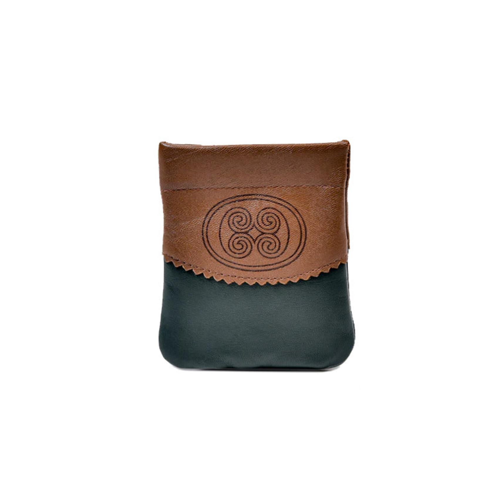 ACCESSORIES TINNAKEENLY MAGNETIC SNAP COIN PURSE - Celtic Spiral Grn/Tan Leather