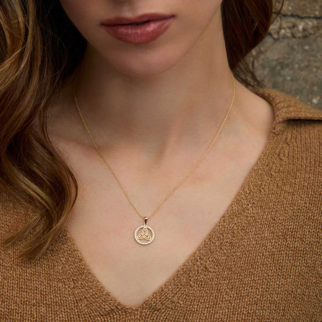 PENDANTS & NECKLACES SOLVAR 10K SML TRINITY PENDANT with CZS