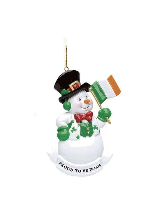 ORNAMENTS PROUD TO BE IRISH SNOWMAN ORNAMENT