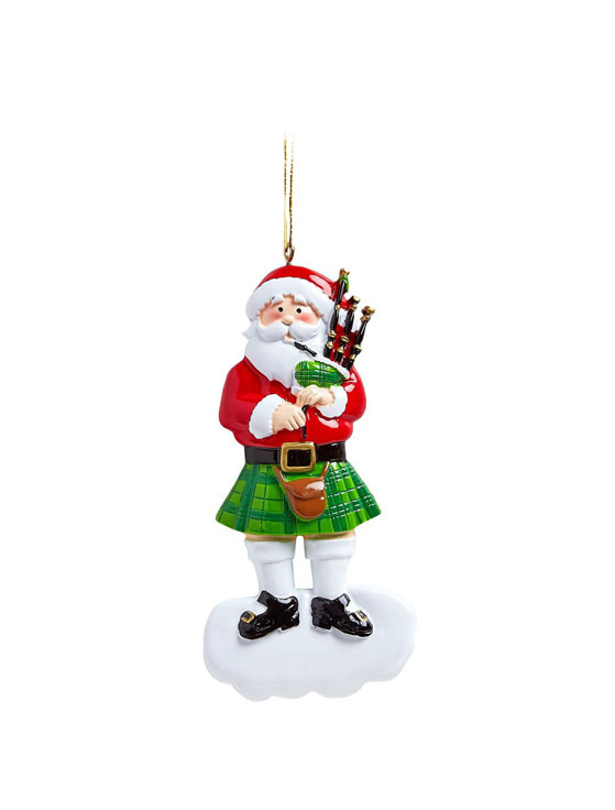 ORNAMENTS SCOTTISH BAGPIPE SANTA ORNAMENT