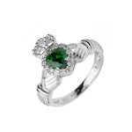 RINGS FADO STERLING CLADDAGH CLUSTER RING w CZ