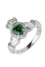 RINGS FADO STERLING CLADDAGH CLUSTER RING w CZ