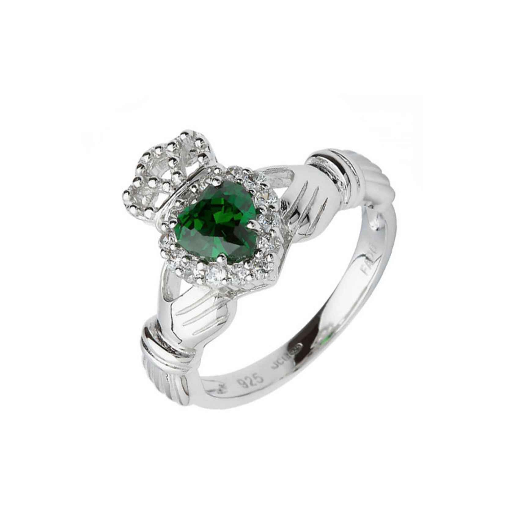 RINGS FADO STERLING CLADDAGH CLUSTER RING w CZ