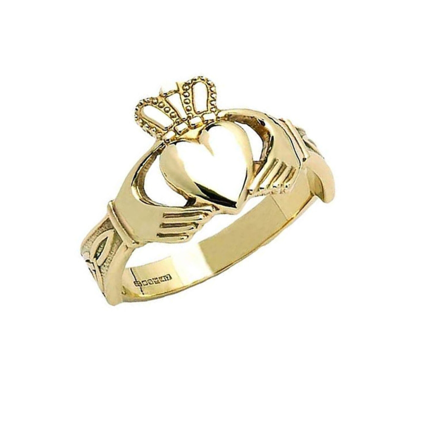 RINGS FADO 10K LADIES CLADDAGH w. TRINITY CUFFS