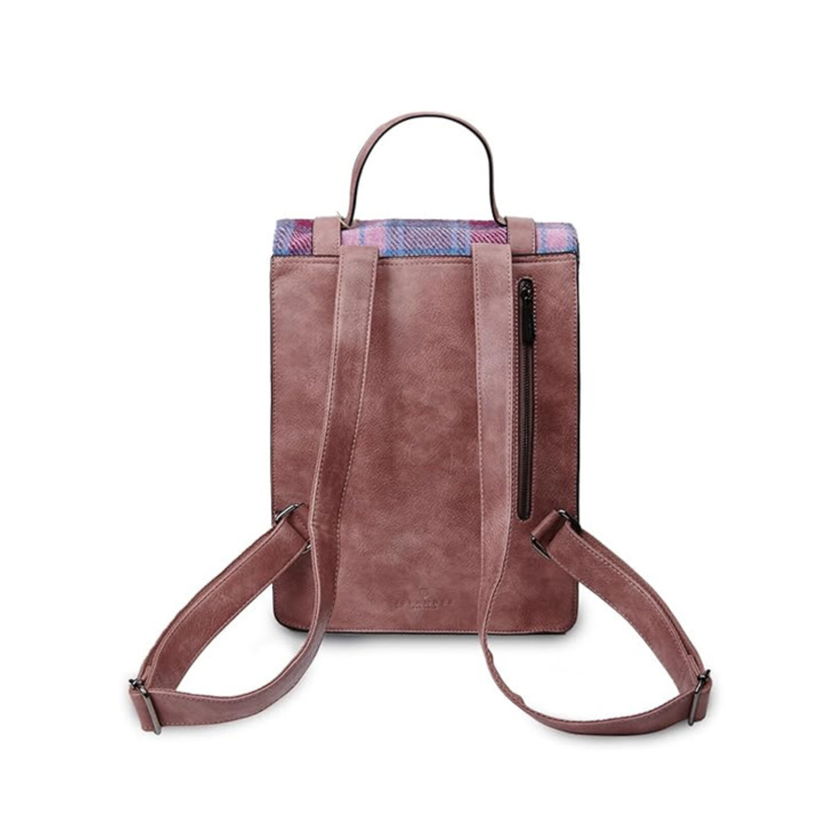 ACCESSORIES ISLANDER CARLOWAY LAPTOP BACKPACK w HARRIS TWEED Pink & Blue Tartan