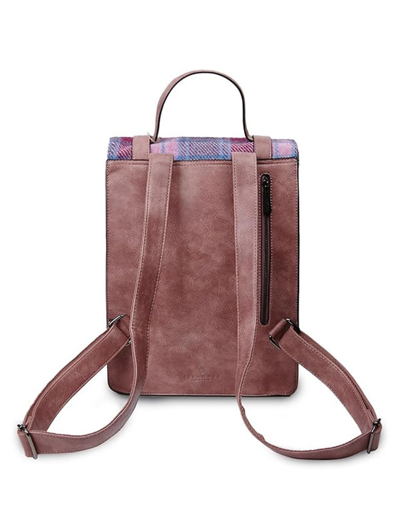 ACCESSORIES ISLANDER CARLOWAY LAPTOP BACKPACK w HARRIS TWEED Pink Blue Tartan