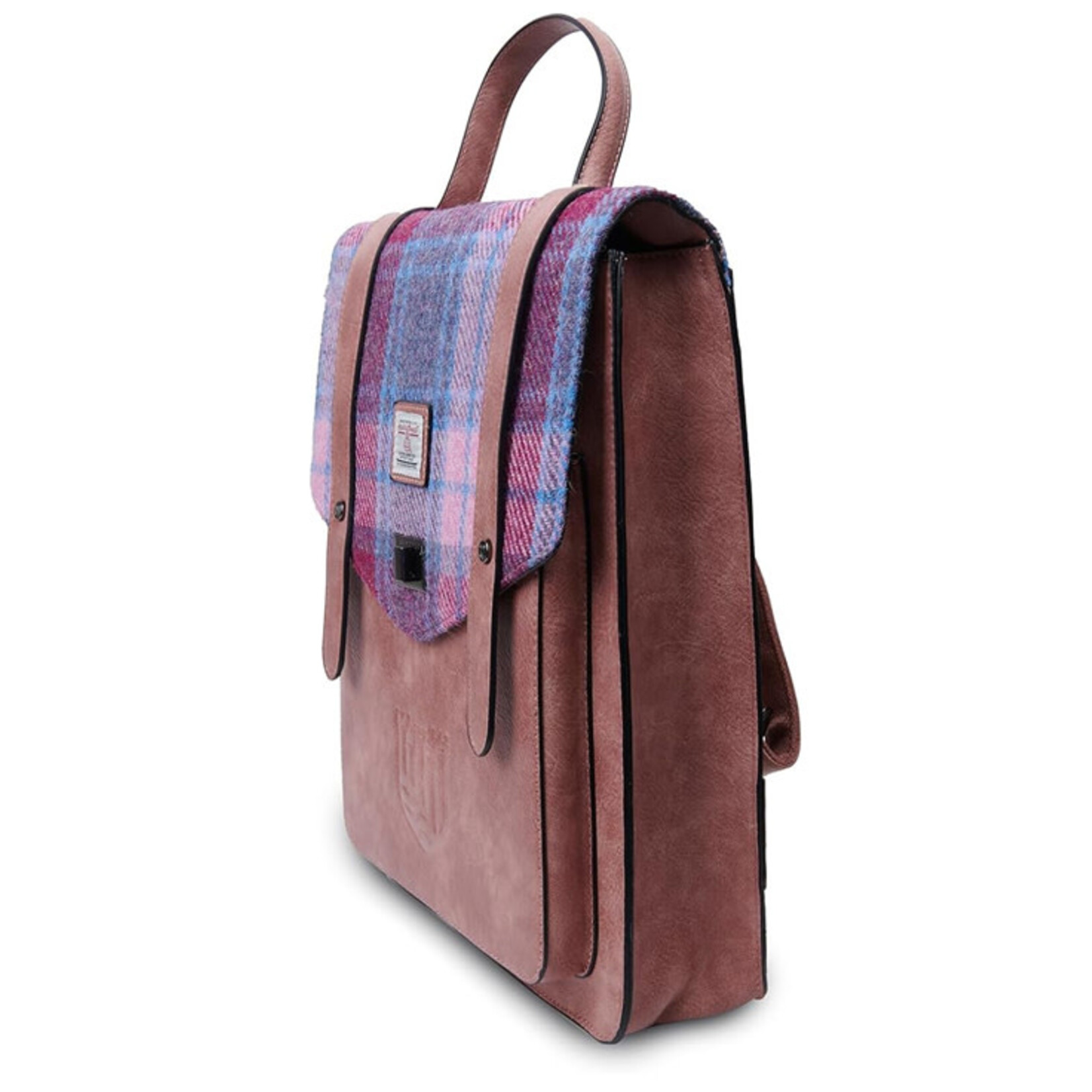 ACCESSORIES ISLANDER CARLOWAY LAPTOP BACKPACK w HARRIS TWEED Pink & Blue Tartan
