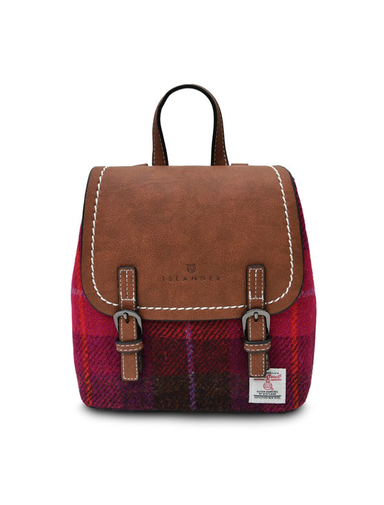 ACCESSORIES ISLANDER JURA MINI BACKPACK w HARRIS TWEED Fuchsia Tartan