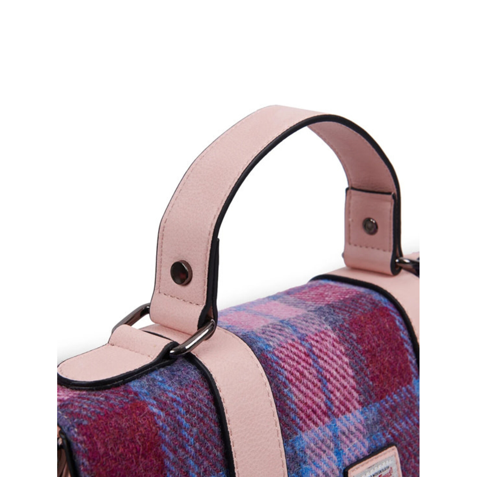ACCESSORIES ISLANDER LARGE SATCHEL w HARRIS TWEED Pink & Blue Tartan
