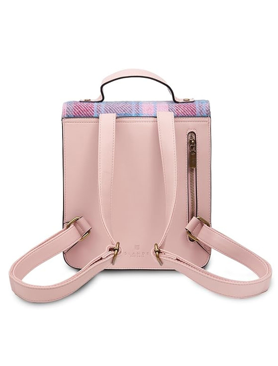 ACCESSORIES ISLANDER CALTON BACKPACK w HARRIS TWEED Pink & Blue Tartan