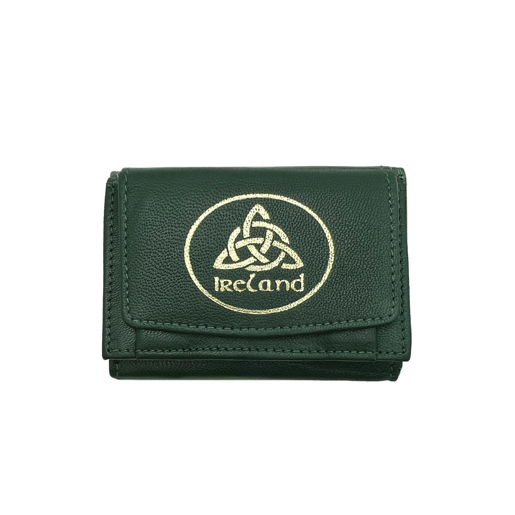 ACCESSORIES TINNAKEENLY 3 FOLD WALLET PURSE - Trinity Grn/Gold Leather