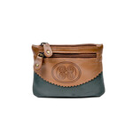 ACCESSORIES TINNAKEENLY THREE ZIP PURSE - Celtic Spiral Grn/Tan Leather